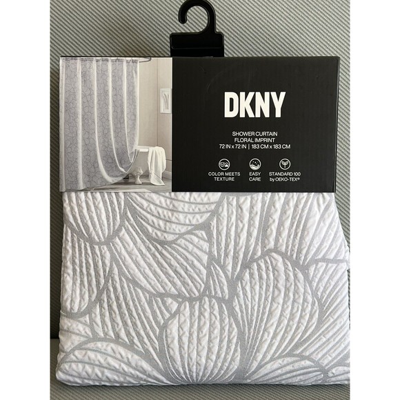 Dkny | Bath | Dkny Fabric Shower Curtain Floral Imprint White Gray ...